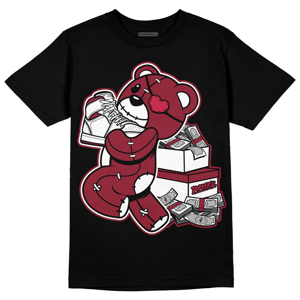 Jordan 1 Retro High '85 OG Metallic Burgundy DopeSkill T-Shirt Bear Steals Sneaker Graphic Streetwear - Black