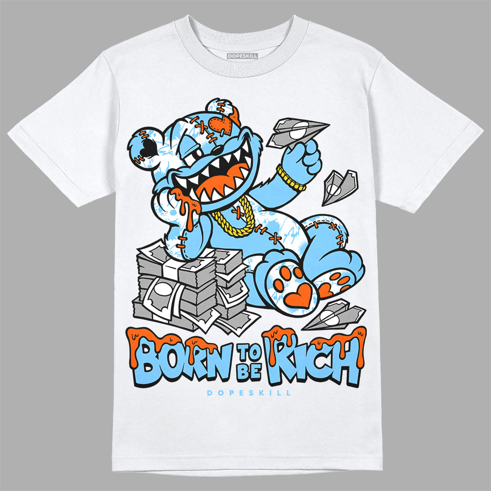 Dunk Low Futura University Blue DopeSkill T-Shirt Born To Be Rich Graphic Streetwear - White 