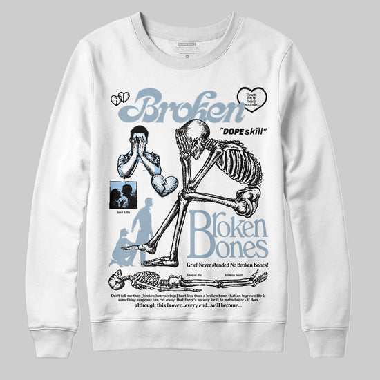 Jordan 40 “Blue Suede” DopeSkill Sweatshirt Broken Bones Graphic Streetwear - White