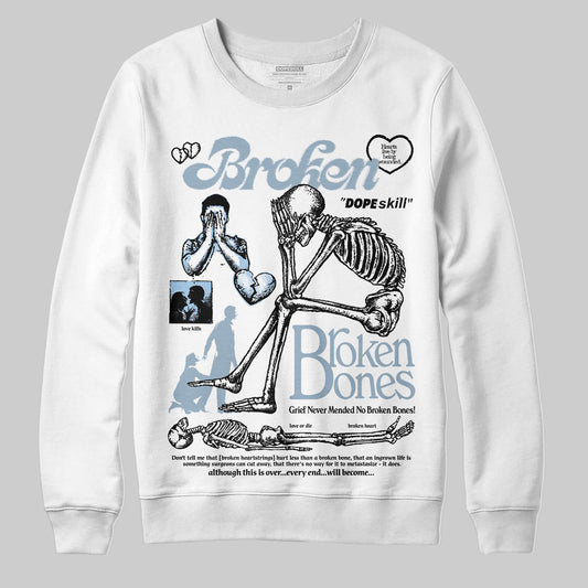 Jordan 40 “Blue Suede” DopeSkill Sweatshirt Broken Bones Graphic Streetwear - White