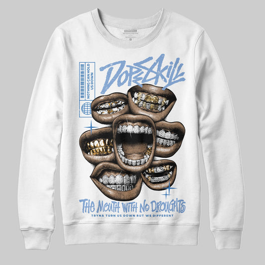 Jordan 4 WMNS 'Forget Me Not' DopeSkill Sweatshirt The Mouth With No Droughts Graphic Streetwear - White