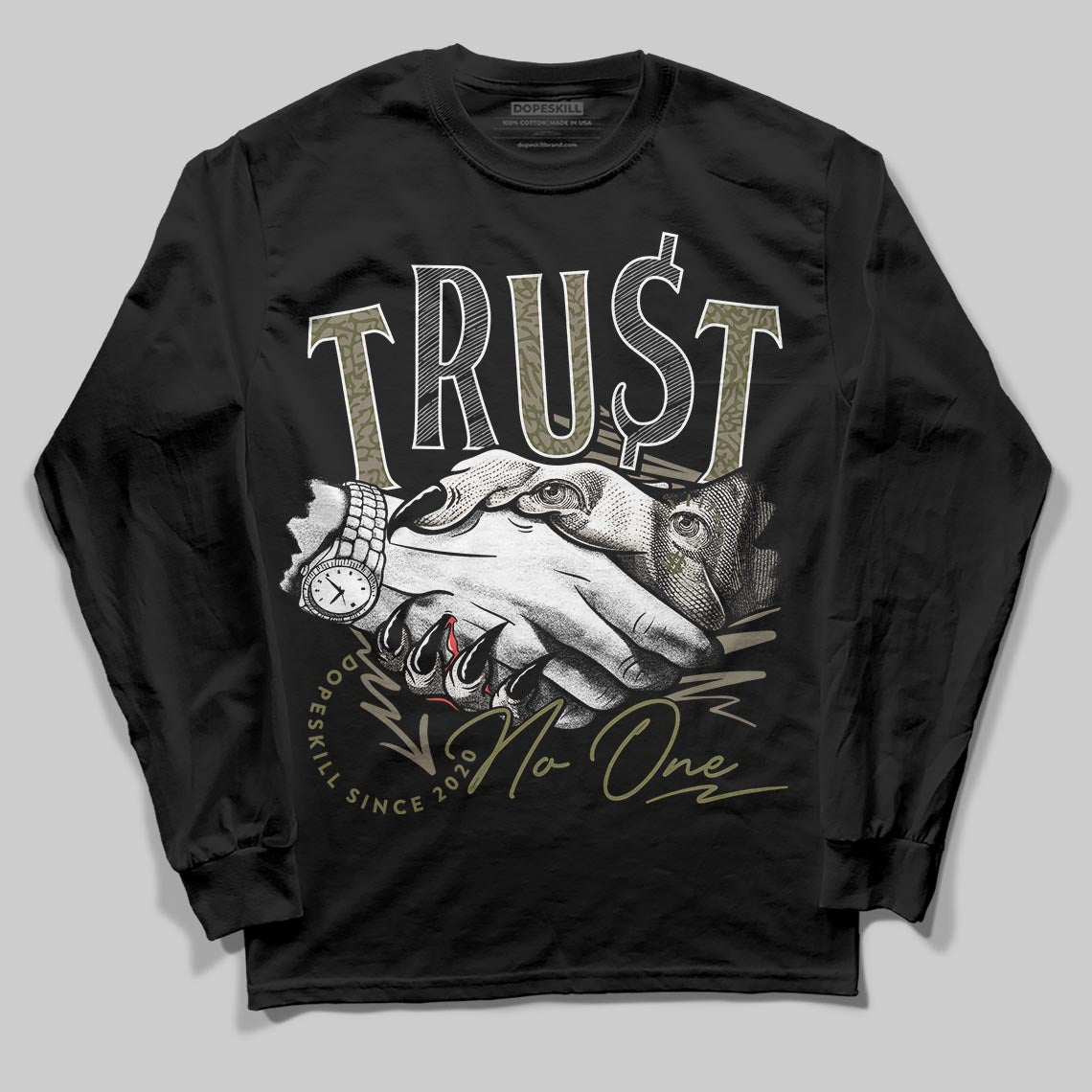Jordan 3 “Medium Olive” aka “Family Affair” DopeSkill Long Sleeve T-Shirt You’re Lost Without Me Graphic Streetwear - Black