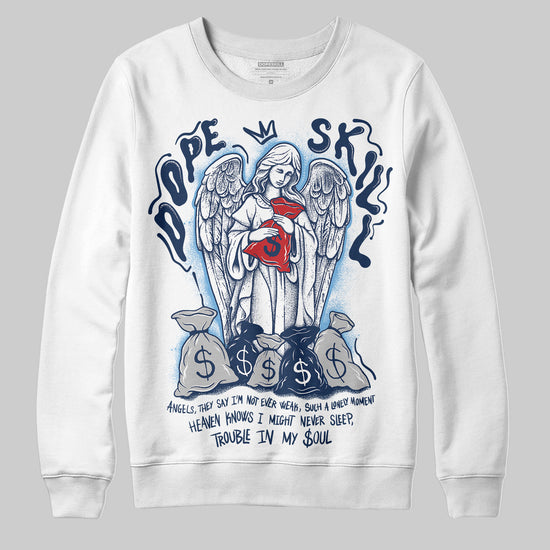 Jordan 4 SB “Summit White/Navy” DopeSkill Sweatshirt Angels Graphic Streetwear - White