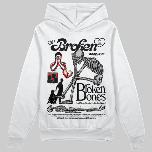 Jordan 3 OG “Black Cement” DopeSkill Hoodie Sweatshirt Broken Bones Graphic Streetwear - White