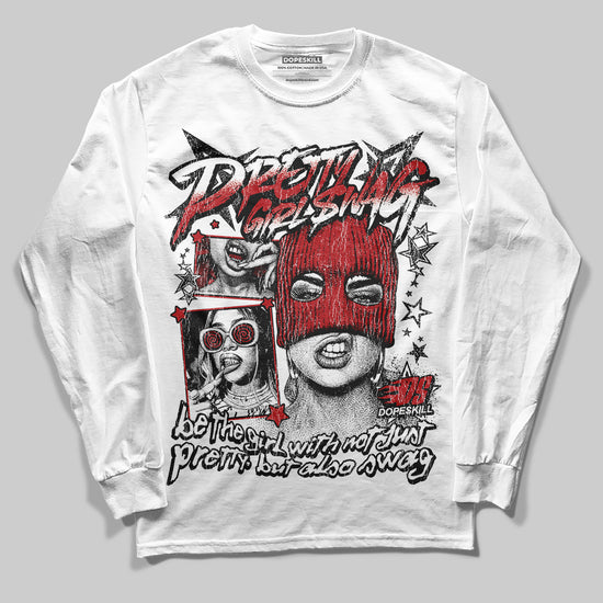 Jordan 12 Retro Flu Game (2025) DopeSkill Long Sleeve T-Shirt Pretty Girl Swag Graphic Streetwear - White 