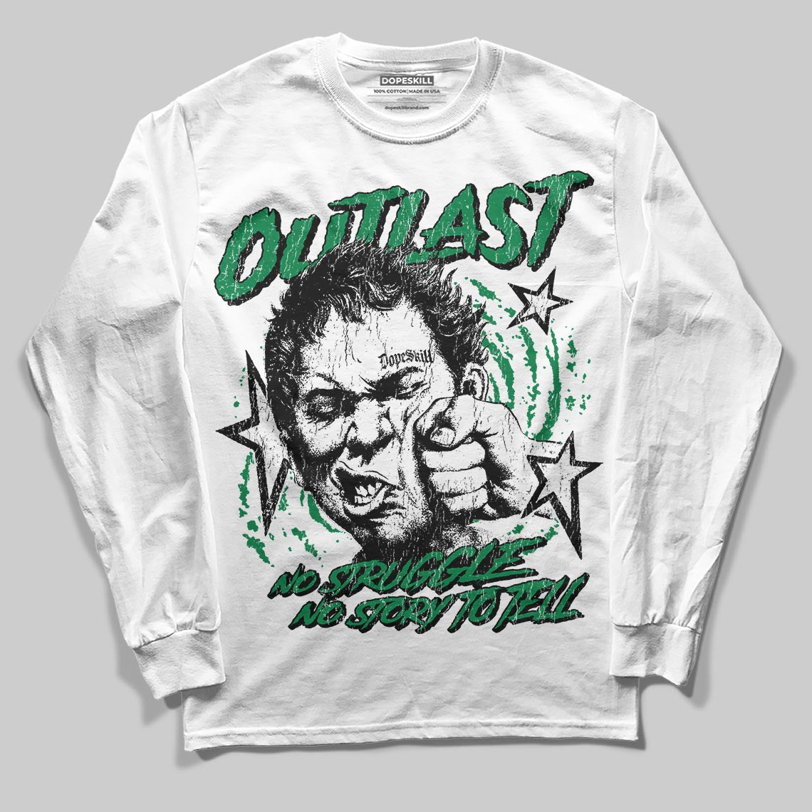 Green Sneakers DopeSkill Long Sleeve T-Shirt Outlast Graphic Streetwear - White 