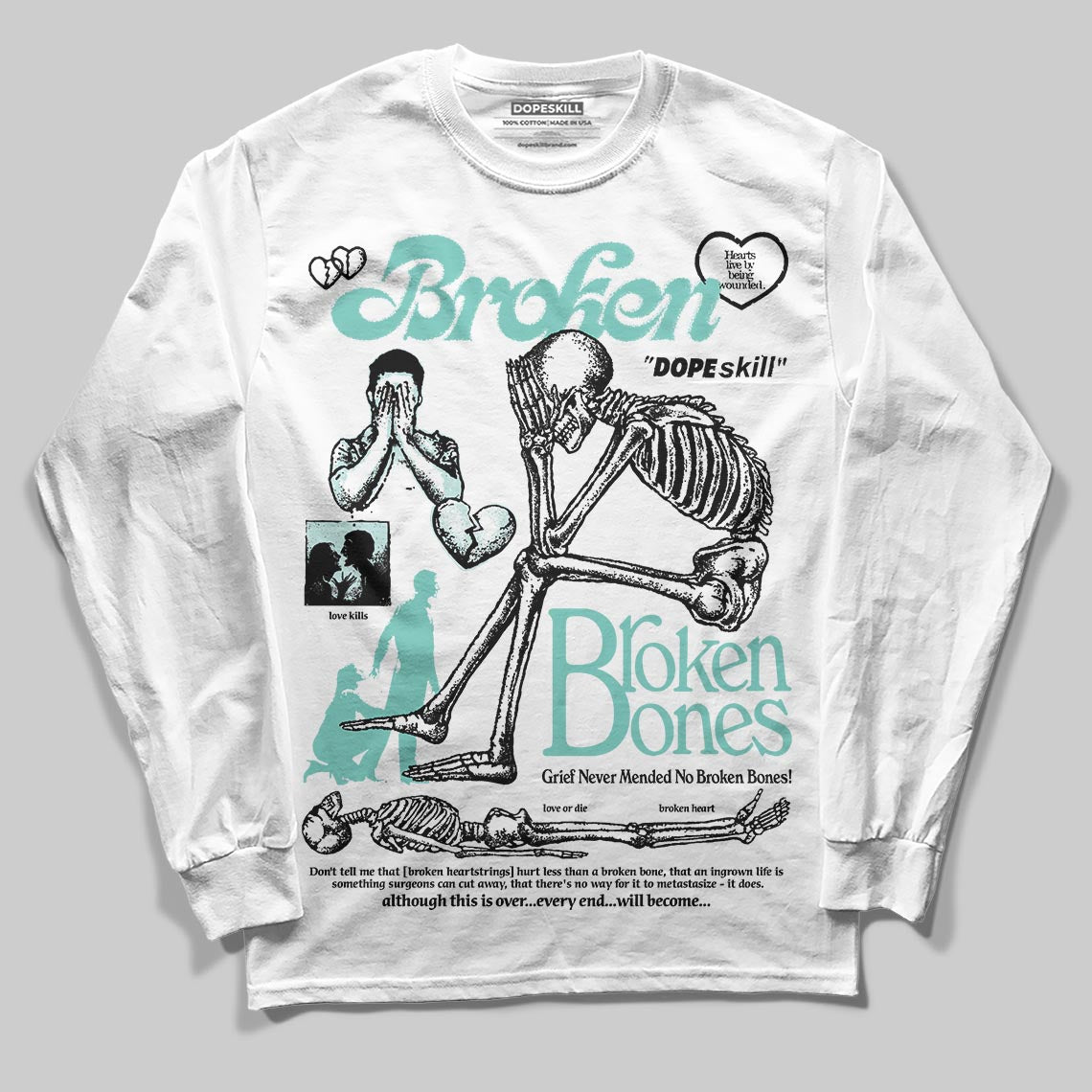 Jordan 11 Low "Igloo" DopeSkill Long Sleeve T-Shirt Broken Bones Graphic Streetwear - White