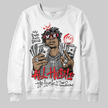 Grey Sneakers DopeSkill Sweatshirt All Hustle No Luck Graphic Streetwear - White