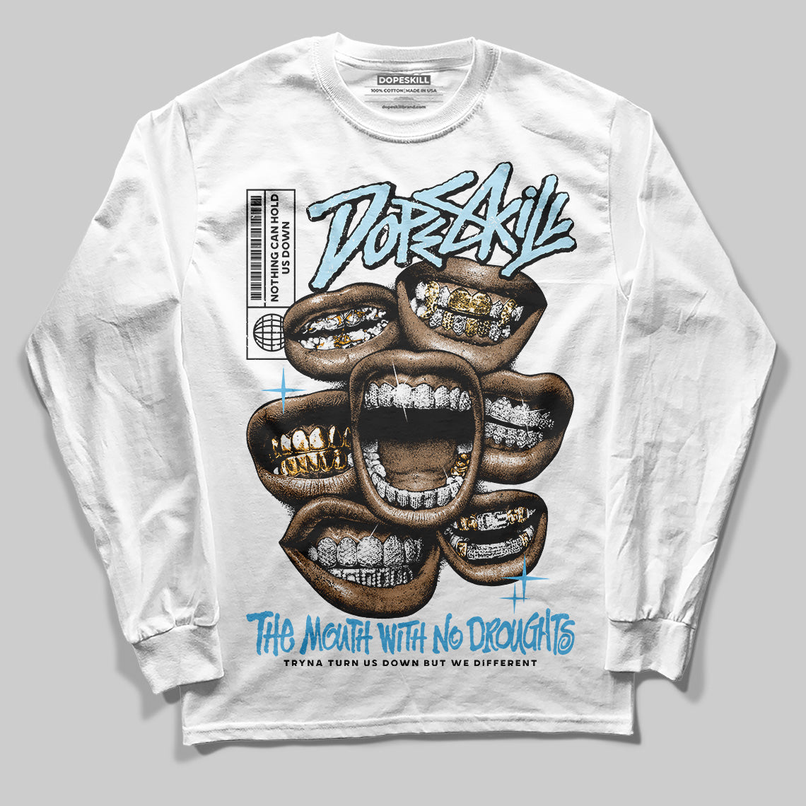Dopeskill 11 Legend Blue 11s DopeSkill Long Sleeve T-Shirt The Mouth With No Drough ...