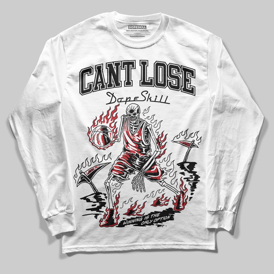 Jordan 11 Retro Low Bred (2025) DopeSkill Long Sleeve T-Shirt Cant Lose Graphic Streetwear - White