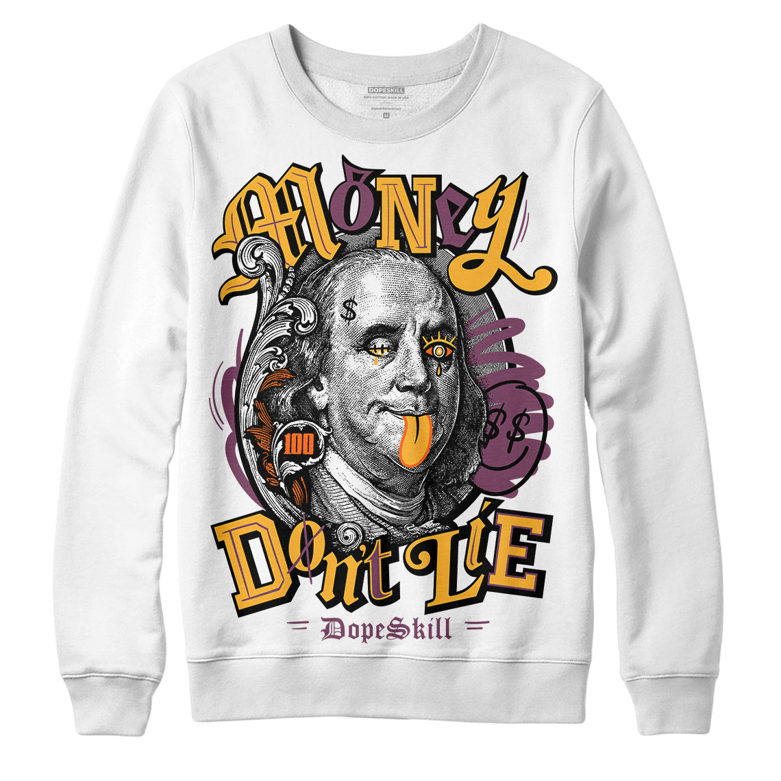 Jordan 1 Retro High OG Brotherhood DopeSkill Sweatshirt Money Don't Lie Graphic Streetwear - White