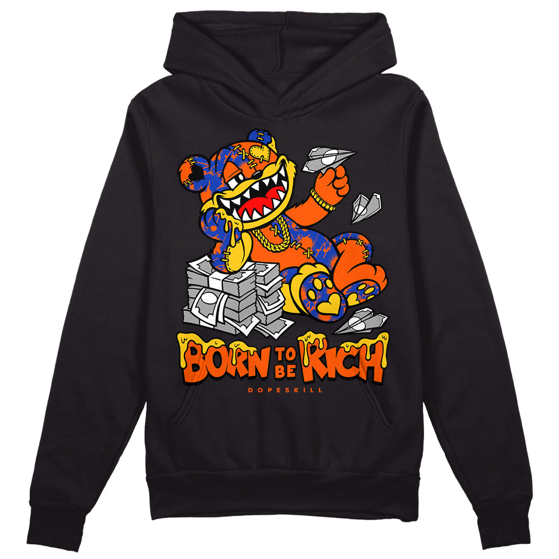 Dunk Low Futura Orange Blaze DopeSkill Hoodie Sweatshirt Born To Be Rich Graphic Streetwear - black