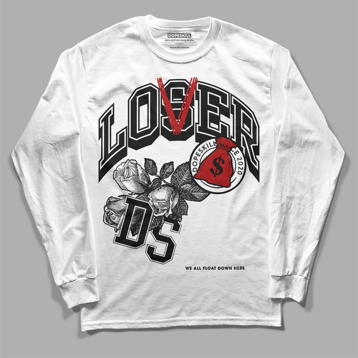 Jordan 14 "Black/White" DopeSkill Long Sleeve T-Shirt Loser Lover Graphic Streetwear - White