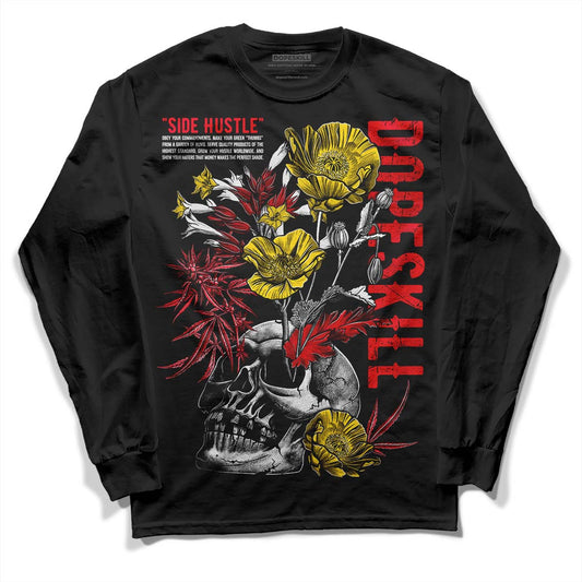 Jordan 4 Red Thunder DopeSkill Long Sleeve T-Shirt Side Hustle Graphic Streetwear - Black