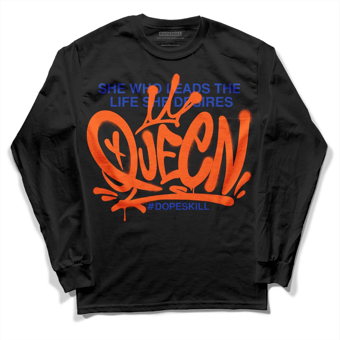 Dunk Low Futura Orange Blaze DopeSkill Long Sleeve T-Shirt Queen Graphic Streetwear - Black