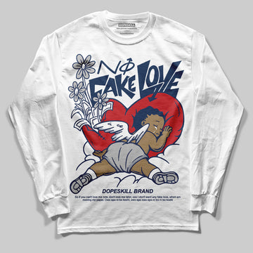 Jordan 4 SB “Summit White/Navy” DopeSkill Long Sleeve T-Shirt No Fake Love Graphic Streetwear - White