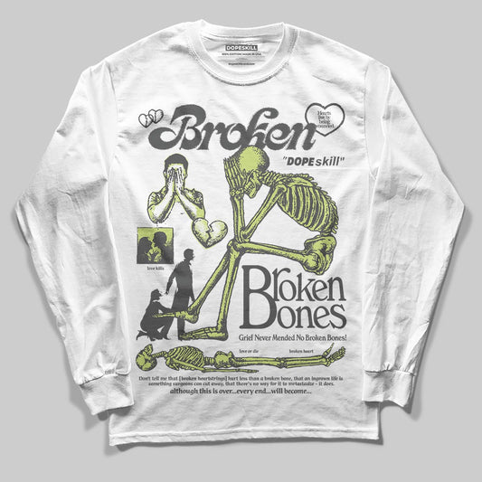 Jordan 4 GS “Light Lemon Twist” DopeSkill Long Sleeve T-Shirt Broken Bones Graphic Streetwear - White