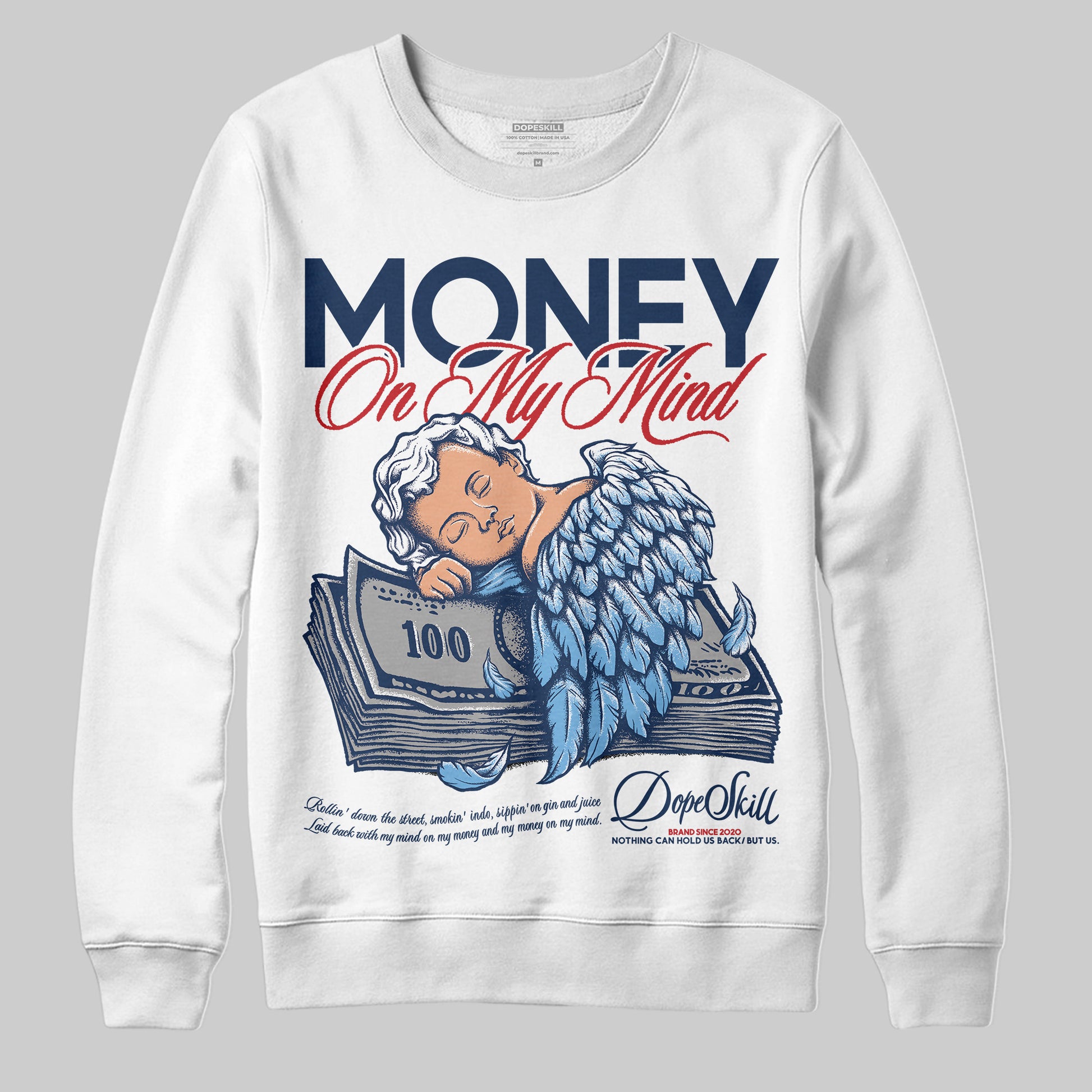 Jordan 4 SB “Summit White/Navy” DopeSkill Sweatshirt MOMM Graphic Streetwear - White