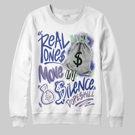 Jordan 1 Retro Low OG Zion Williamson Voodoo Alternate DopeSkill Sweatshirt Real Ones Move In Silence Graphic Streetwear - White