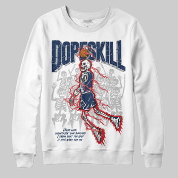 Jordan 4 SB “Summit White/Navy” DopeSkill Sweatshirt Thunder Dunk Graphic Streetwear - White