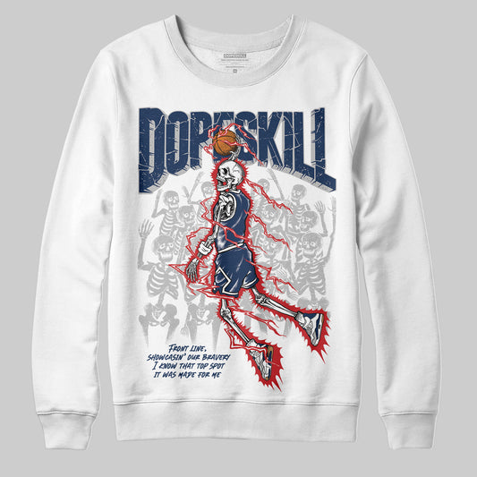 Jordan 4 SB “Summit White/Navy” DopeSkill Sweatshirt Thunder Dunk Graphic Streetwear - White