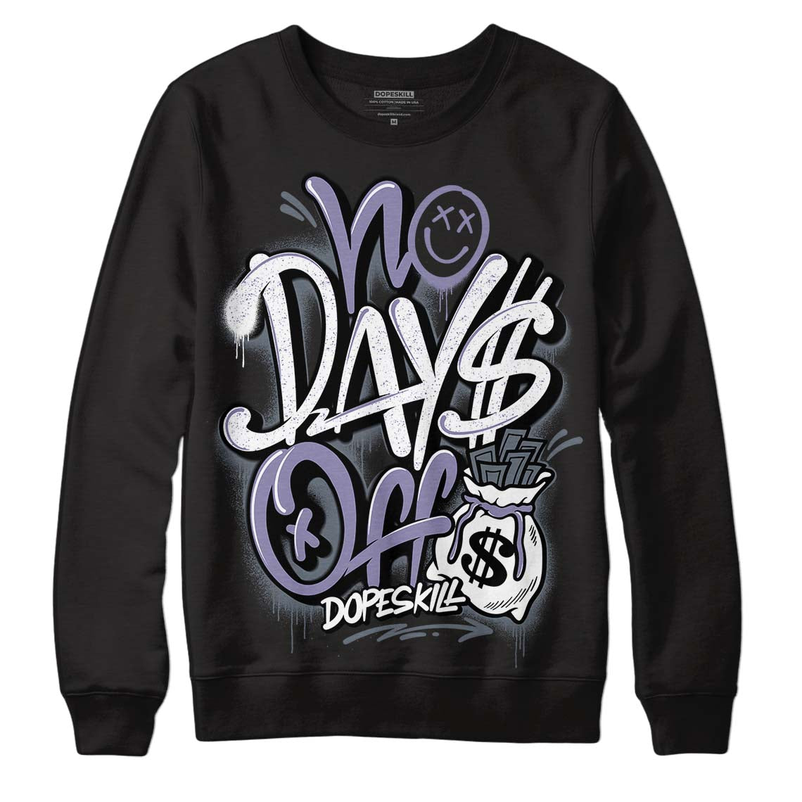 Jordan 5 Retro Low Indigo Haze DopeSkill Sweatshirt No Days Off Graphic Streetwear - Black