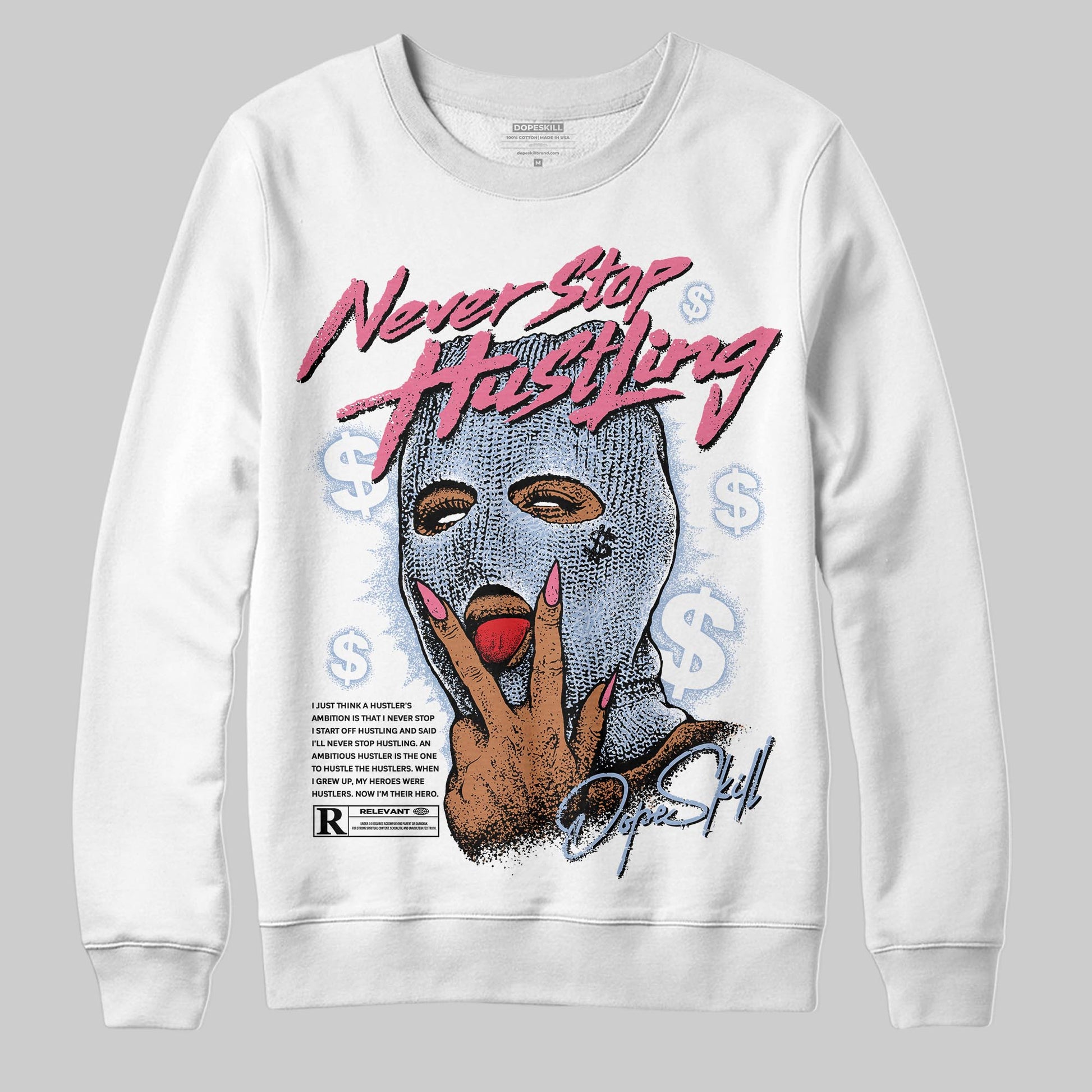 Jordan 3 GS “Cobalt Bliss” DopeSkill Sweatshirt Never Stop Hustling Graphic Streetwear - White 
