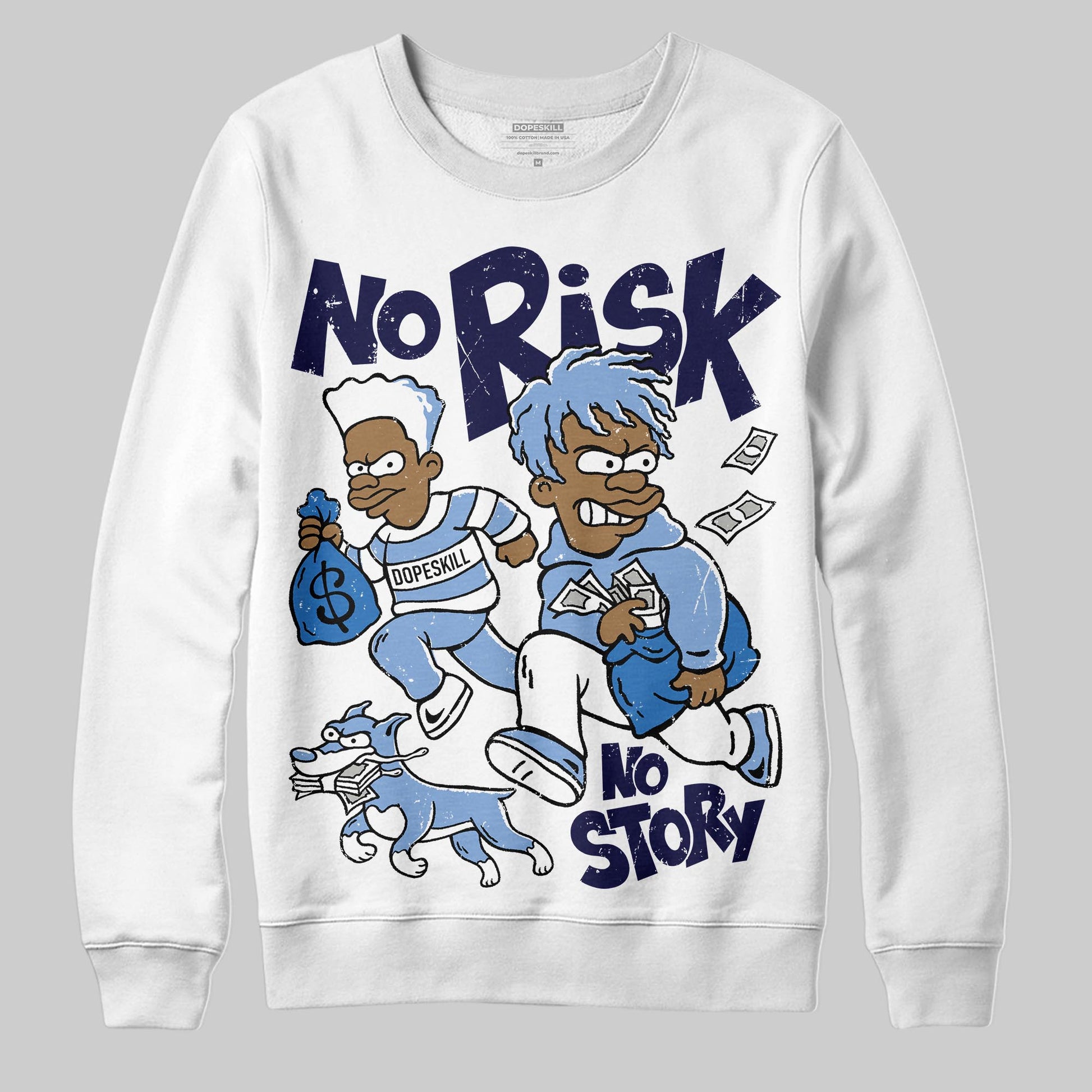 Jordan 4 WMNS 'Forget Me Not' DopeSkill Sweatshirt No Risk No Story Graphic Streetwear - White