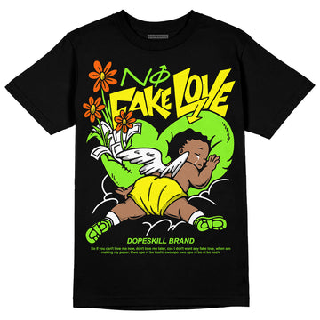 Neon Green Sneakers DopeSkill T-Shirt No Fake Love Graphic Streetwear - Black