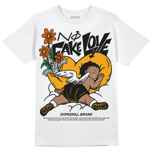 Jordan 12 Retro Black Taxi DopeSkill T-Shirt No Fake Love Graphic Streetwear - White