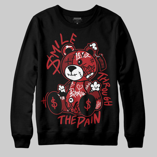 Jordan 12 Retro Flu Game (2025) DopeSkill Sweatshirt Smile Through The Pain Graphic Streetwear - Black