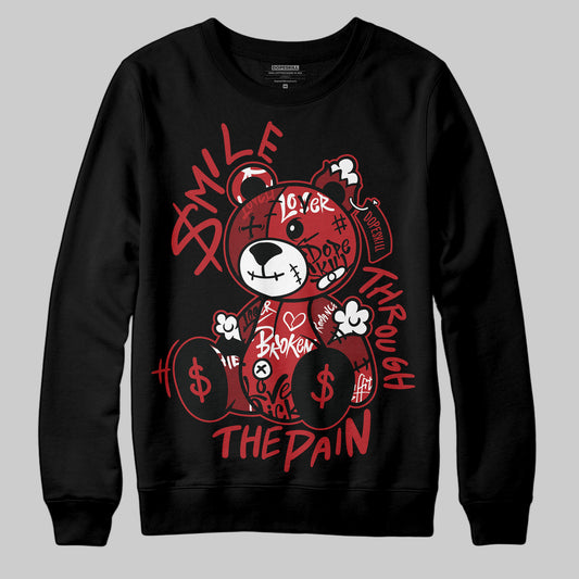 Jordan 12 Retro Flu Game (2025) DopeSkill Sweatshirt Smile Through The Pain Graphic Streetwear - Black