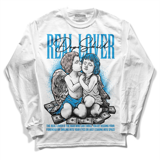 Jordan 4 Retro Military Blue DopeSkill Long Sleeve T-Shirt Real Lover Graphic Streetwear - White