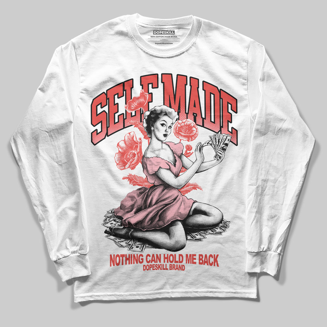 Red Sneakers DopeSkill Long Sleeve T-Shirt Self Made Graphic Streetwear - White