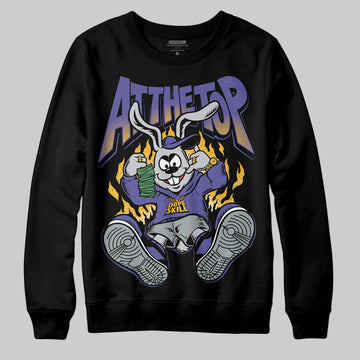 Jordan 4 Retro Lakers DopeSkill Sweatshirt At The Top Graphic Streetwear - Black