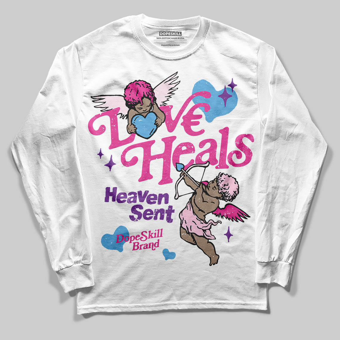 Pink Sneakers DopeSkill Long Sleeve T-Shirt New Love Heals Graphic Streetwear - White