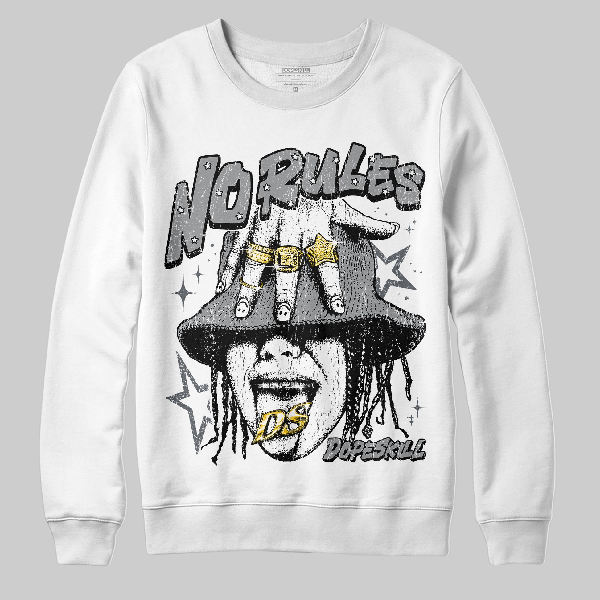 Jordan 5 Retro Wolf Grey (2026) DopeSkill Sweatshirt No Rules Graphic Streetwear - White