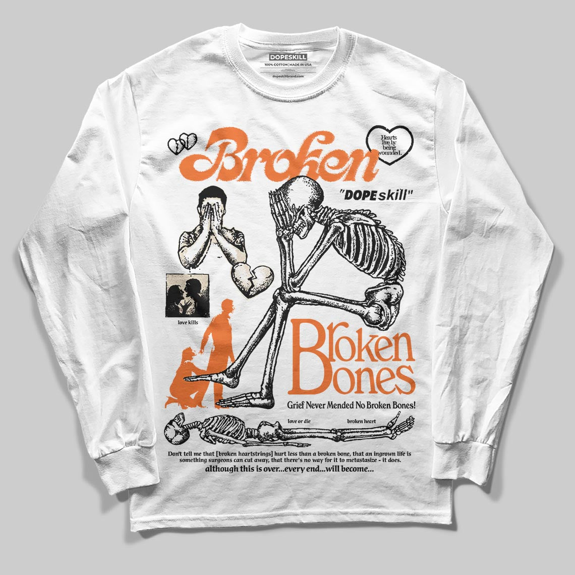 Jordan 3 “Starfish” DopeSkill Long Sleeve T-Shirt Broken Bones Graphic Streetwear - White 