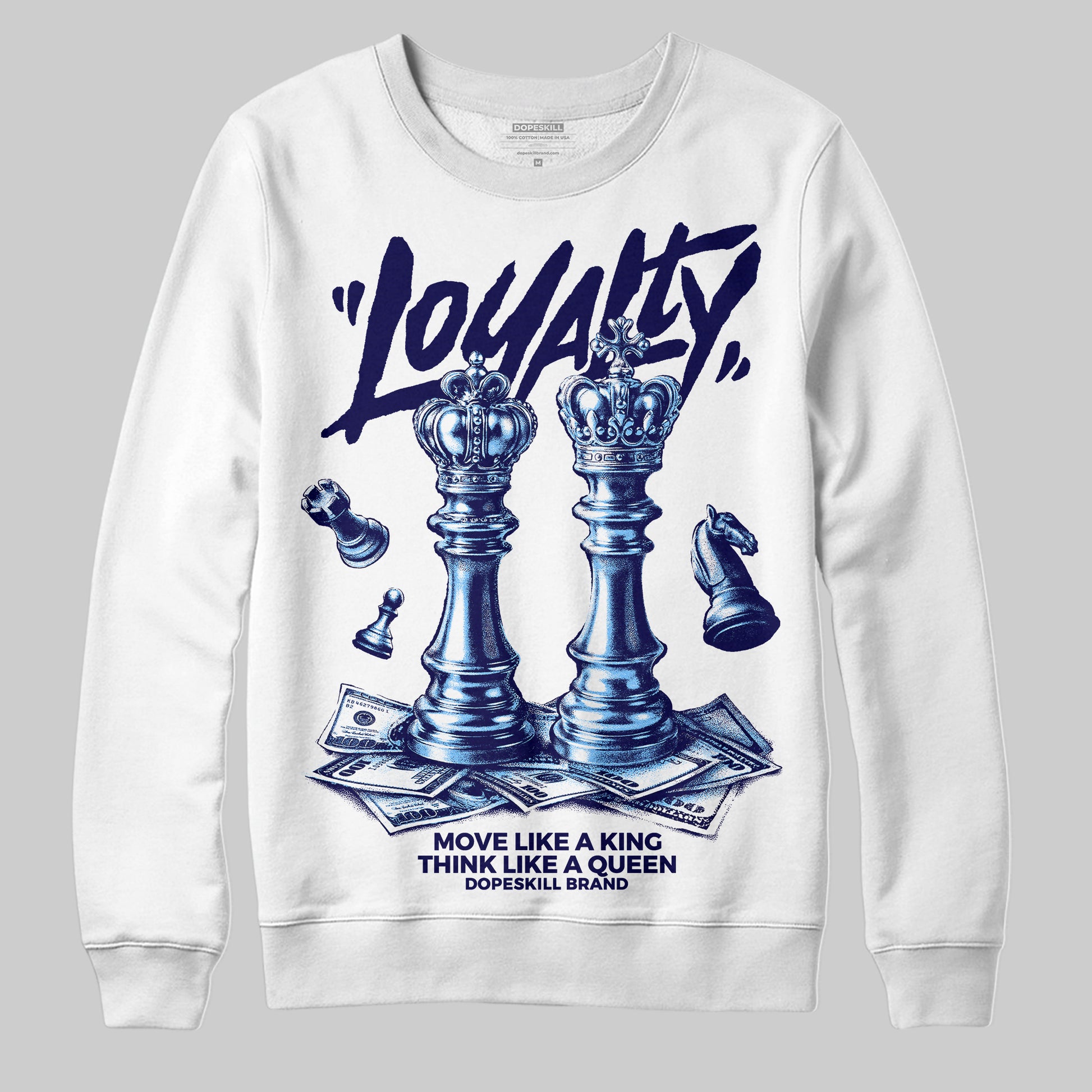 University Blue Sneakers DopeSkill Sweatshirt Loyalty Graphic Streetwear - White