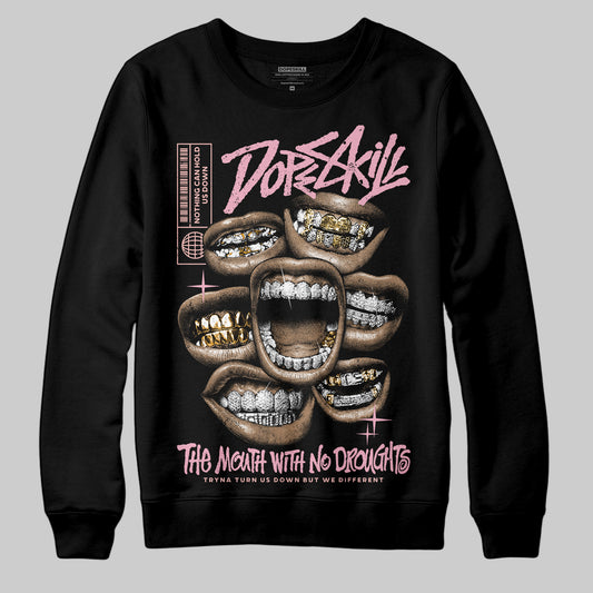 AMIRI White & Pink Stars Court Sneakers DopeSkill Sweatshirt The Mouth With No Droughts Graphic Streetwear - Black