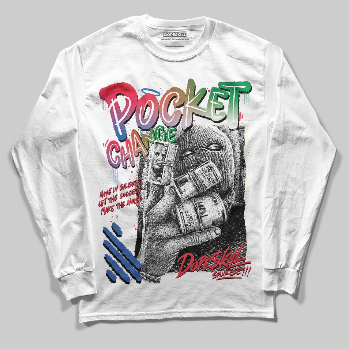Jordan 11 Retro 285 Atlanta DopeSkill Long Sleeve T-Shirt Pocket Change Graphic Streetwear - White