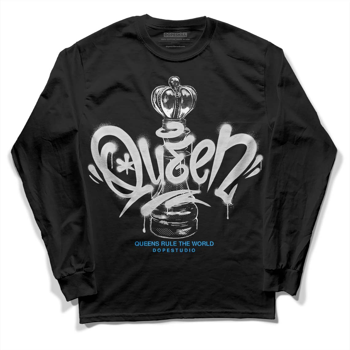 Dunk Low ‘Pure Platinum’ DopeSkill Long Sleeve T-Shirt Queen Chess Graphic Streetwear - Black