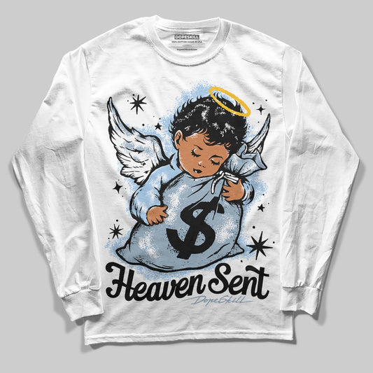 Jordan 40 “Blue Suede” DopeSkill Long Sleeve T-Shirt Heaven Sent Graphic Streetwear - White