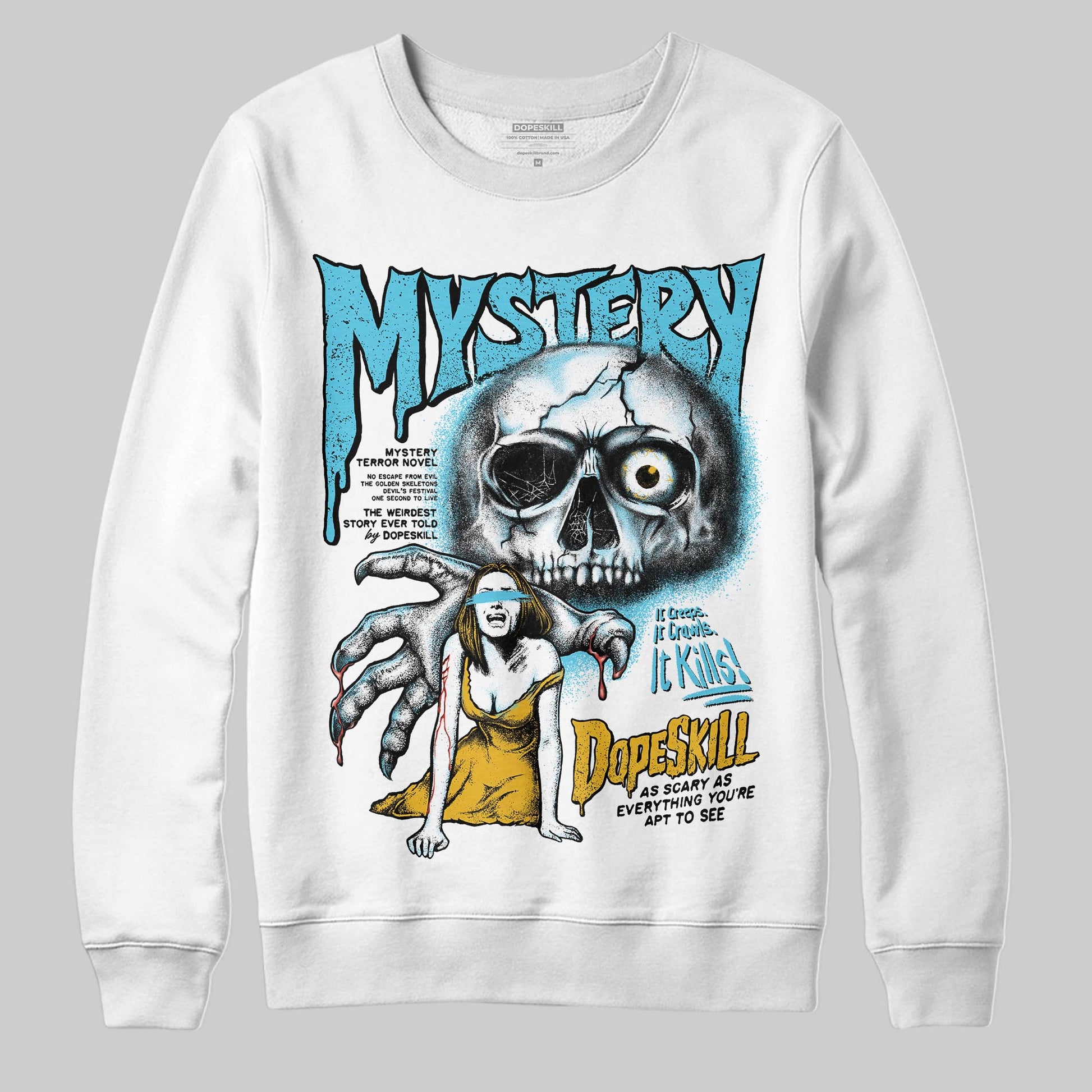 Jordan 11 Retro Gamma Blue (2025) DopeSkill Sweatshirt Mystery Ghostly Grasp Graphic Streetwear - White