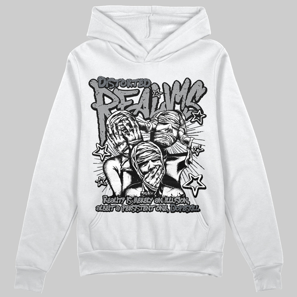 Jordan 5 Retro Wolf Grey (2026) DopeSkill Hoodie Sweatshirt Distorted Realms Graphic Streetwear - White