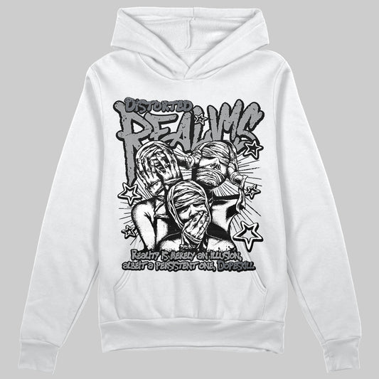 Jordan 5 Retro Wolf Grey (2026) DopeSkill Hoodie Sweatshirt Distorted Realms Graphic Streetwear - White