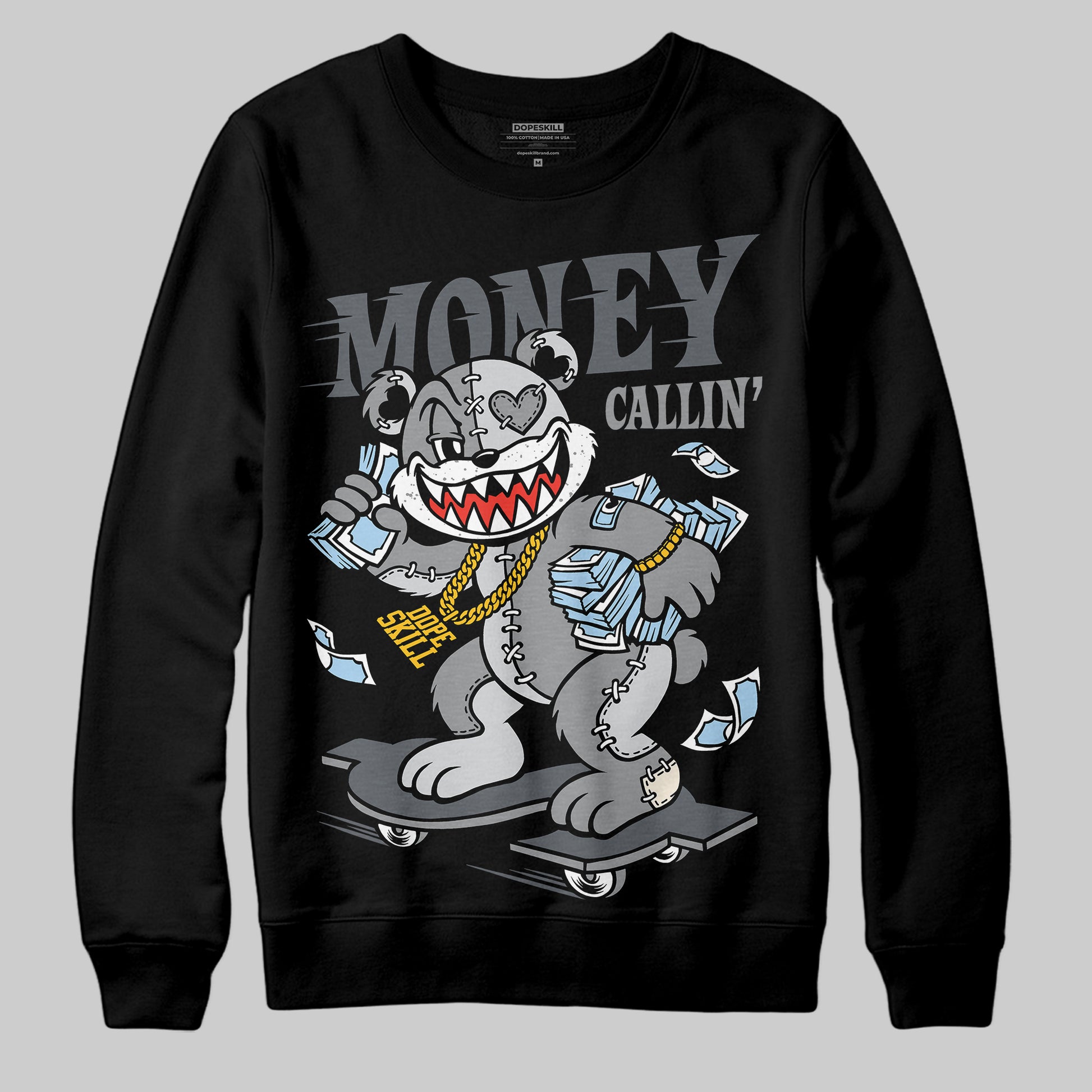 Jordan 5 Retro Wolf Grey (2026) DopeSkill Sweatshirt Money Callin' Graphic Streetwear - Black