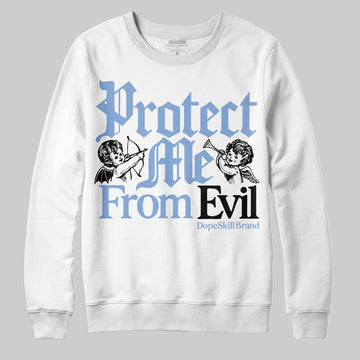 Jordan 4 WMNS 'Forget Me Not' DopeSkill Sweatshirt Protect Me From Evil Graphic Streetwear - White