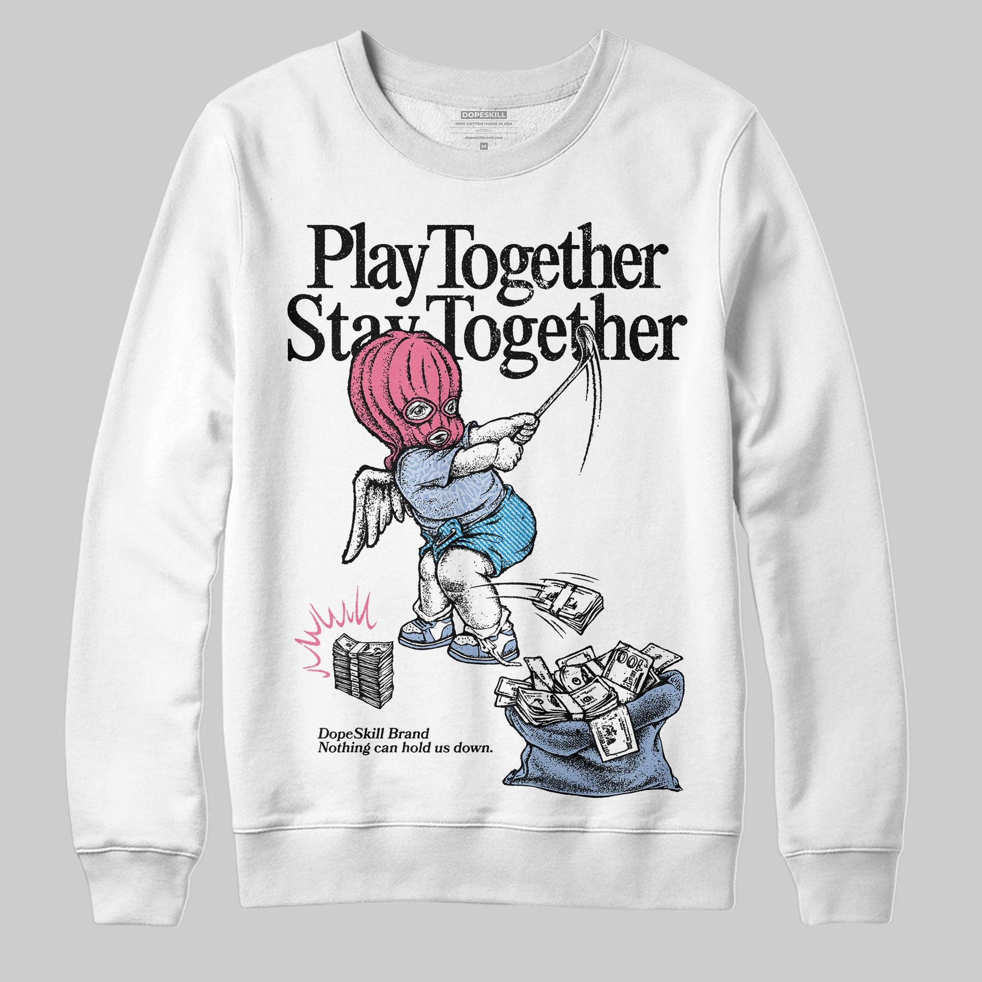Jordan 3 GS “Cobalt Bliss” DopeSkill Sweatshirt Play together, Stay together Graphic Streetwear - White