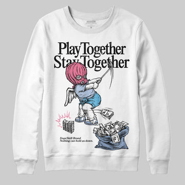 Jordan 3 GS “Cobalt Bliss” DopeSkill Sweatshirt Play together, Stay together Graphic Streetwear - White
